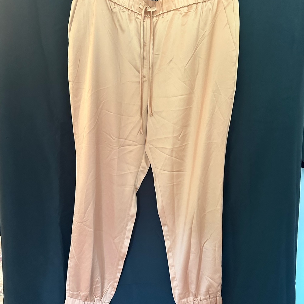 Banana Republic Peach satin joggers pants US large